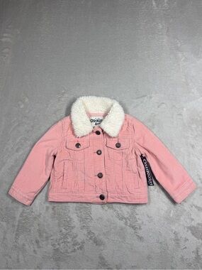 NWT OshKosh B’gosh Baby Girl Pink Corduroy Sherpa Collar Jacket Size 12 Months